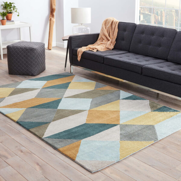 Modern Geometric Area Rug with Bold Triangular Design