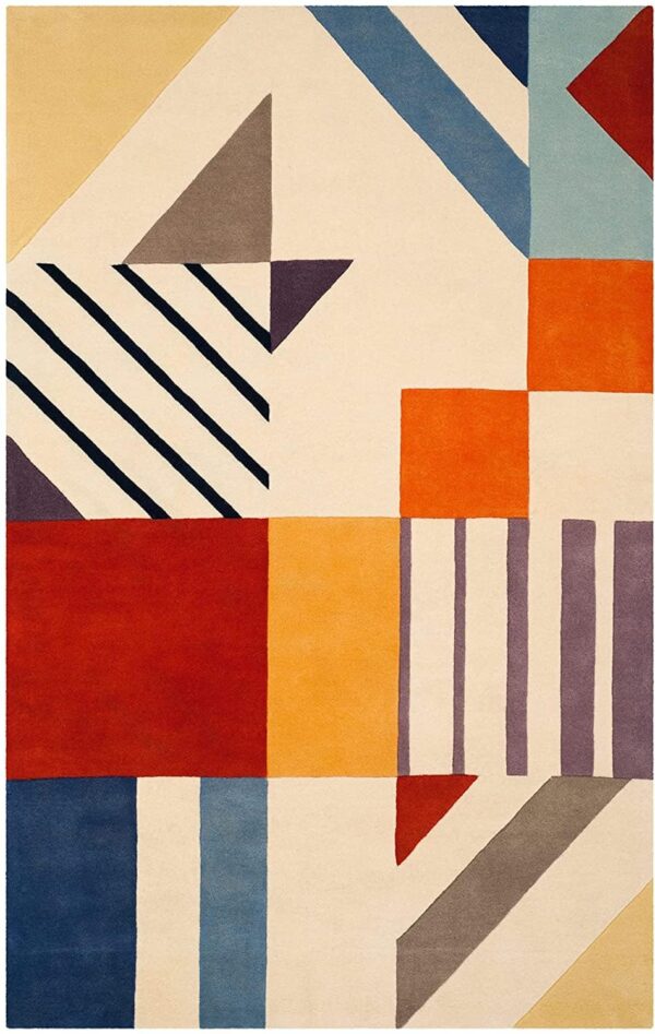 Modern Geometric Area Rug with Vibrant Multicolor Abstract Design - Image 3