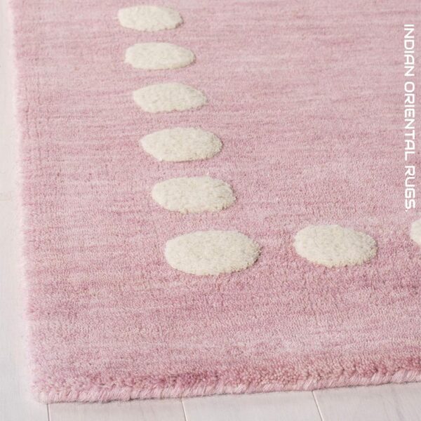 Soft Pink Area Rug with Dotted Border Design - Image 2