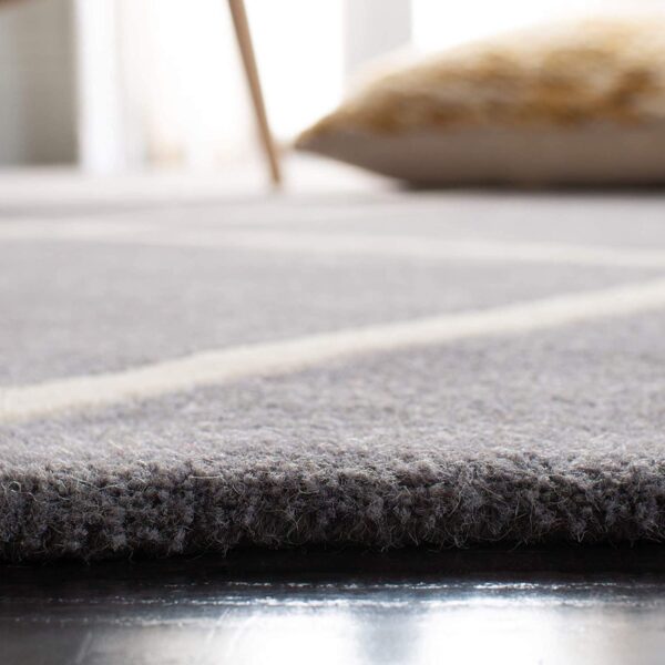 Modern Gray Rug with White Geometric Pattern Design - Image 2